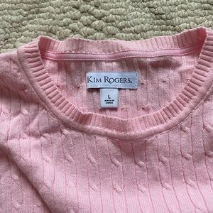 Pink Kim Rogers Cable Sweater. Women’s Large. Brand new w/tags.